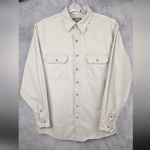 Cabela's Size Large Cream Heavyweight Button Down Shirt Pristine